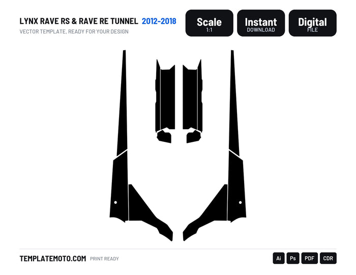LYNX RAVE RS & RAVE RE TUNNEL 2012-2018 Snowmobile Graphics Template V