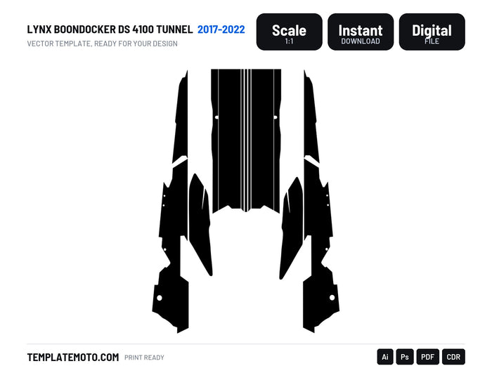 LYNX BOONDOCKER DS 4100 TUNNEL 2017-2022 Snowmobile Graphics Template