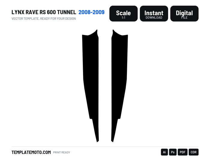LYNX RAVE RS 600 TUNNEL 2008-2009 Snowmobile Graphics Template Vector