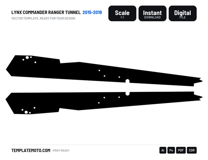 LYNX COMMANDER RANGER TUNNEL 2015-2019 Snowmobile Graphics Template Ve