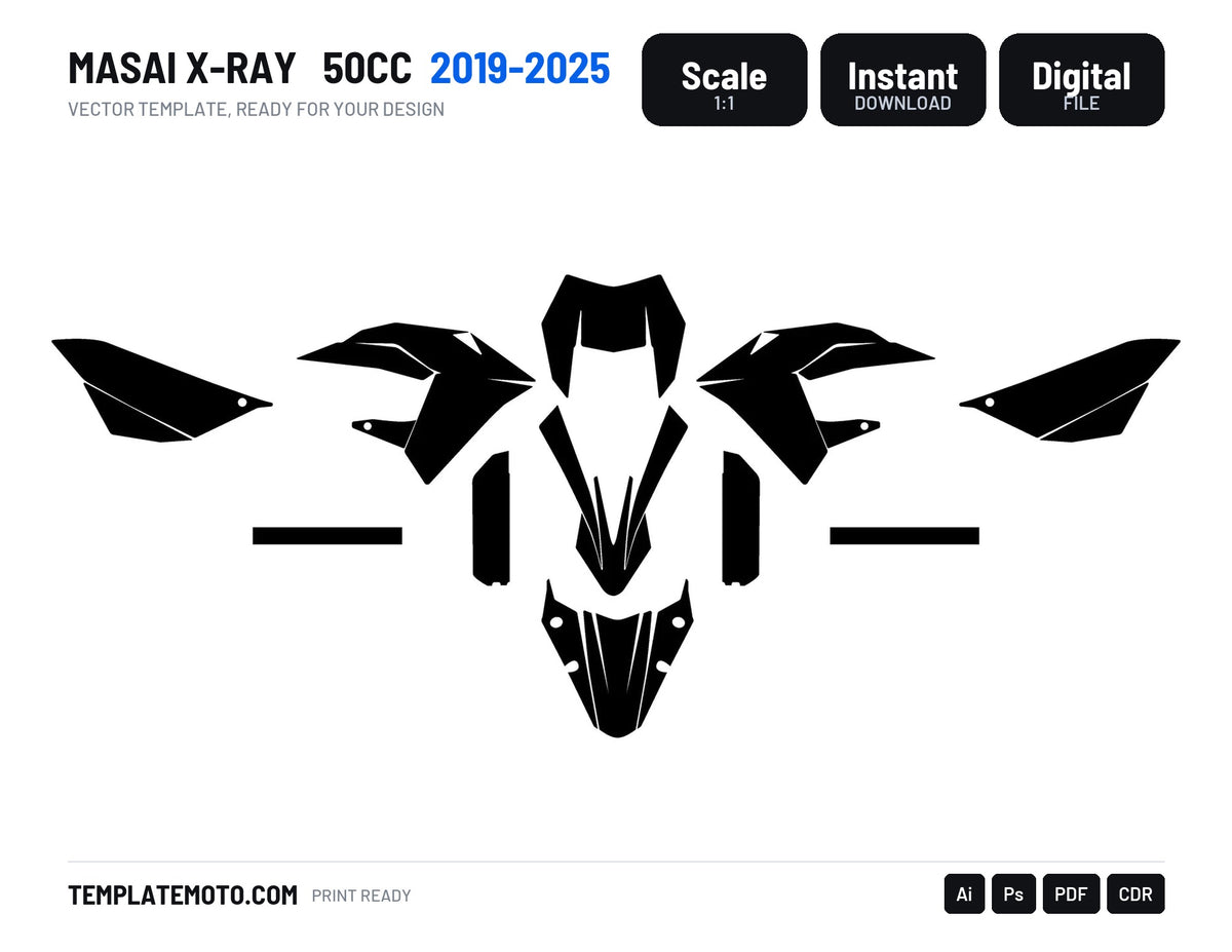 Masai X-Ray 2019-2025 50cc Graphics Template Vector