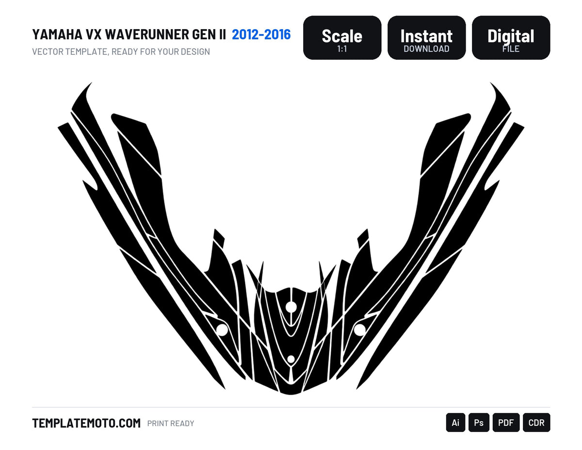 YAMAHA VX WAVERUNNER GEN II 2012-2016 Graphics Template Vector, scale 1:1 vector file