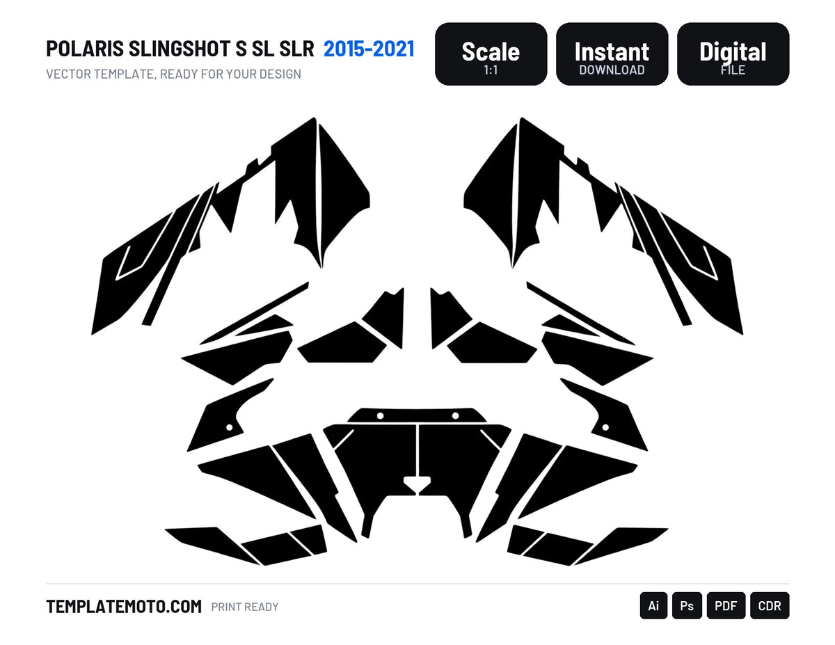 POLARIS SLINGSHOT S SL SLR 2015-2021 Graphics Template Vector, scale 1:1 vector file