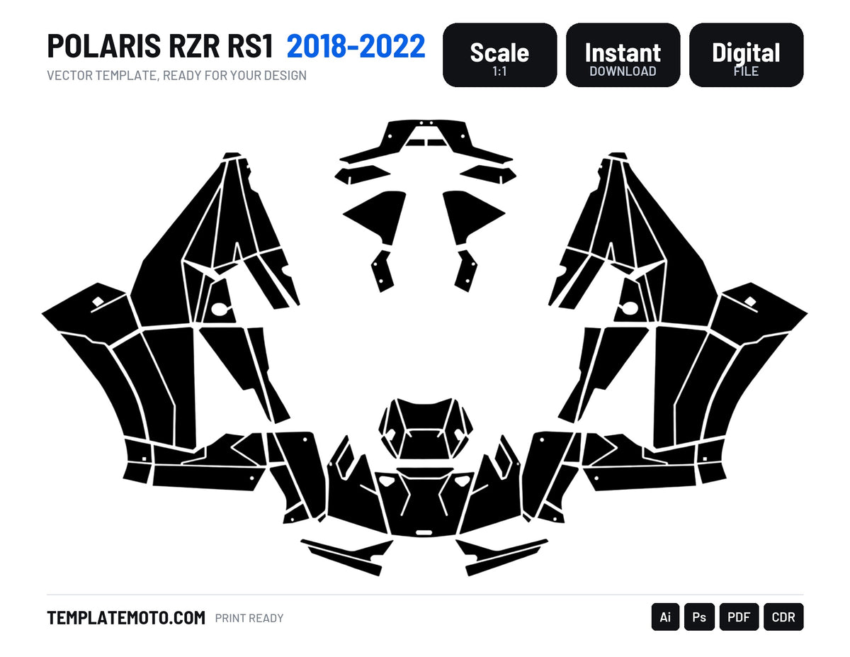 POLARIS RZR RS1 2018-2022 Graphics Template Vector, scale 1:1 vector file