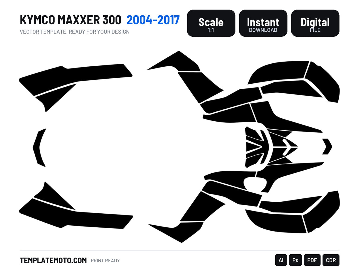 KYMCO MAXXER 300 2004-2017 Graphics Template Vector, scale 1:1 vector file