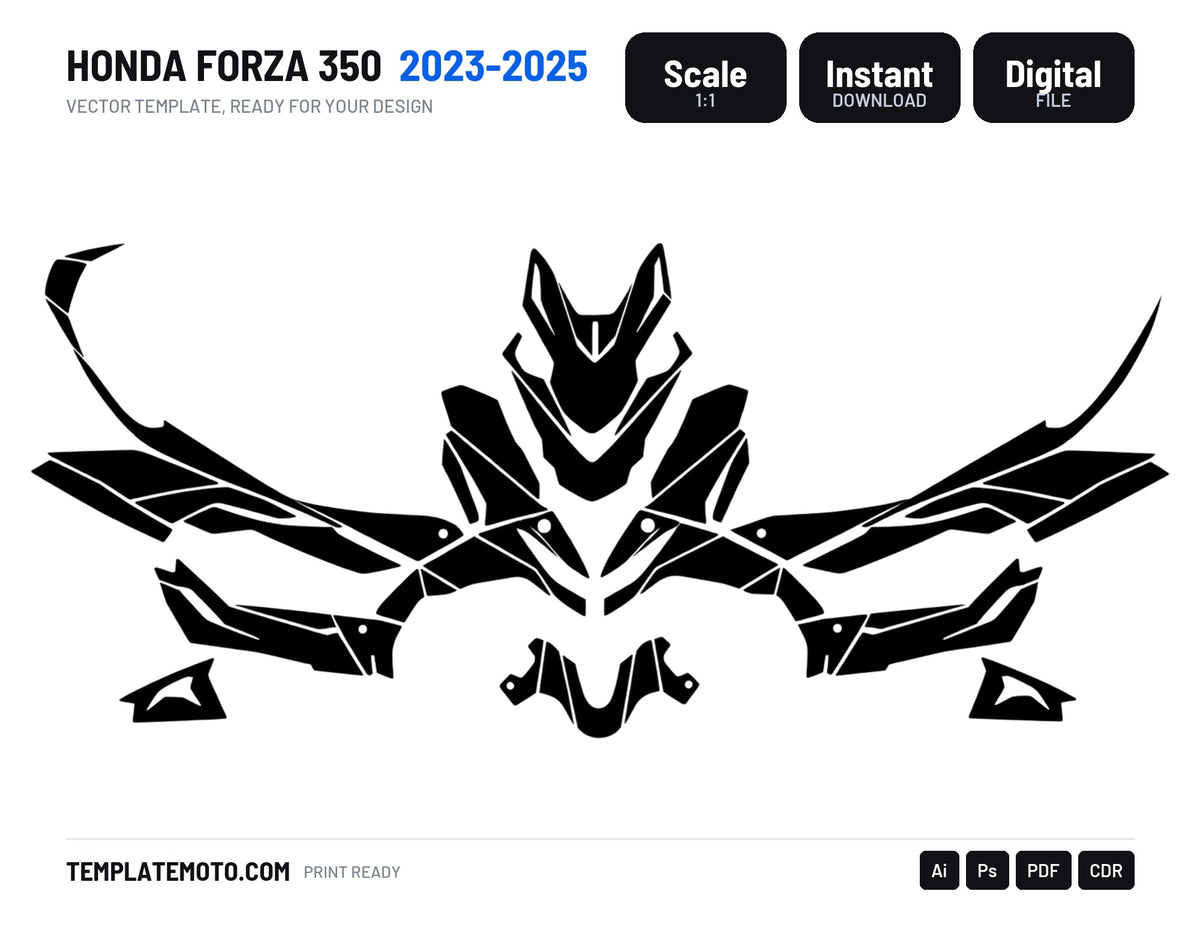 HONDA FORZA 350 2023-2025 Graphics Template Vector, scale 1:1 vector file