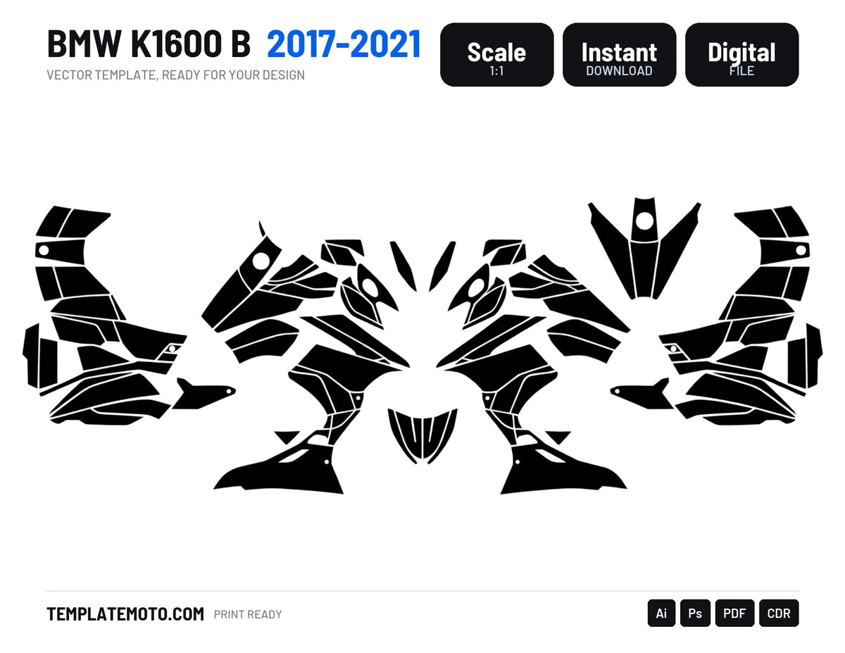 BMW K1600 B 2017-2021 Graphics Template Vector, scale 1:1 vector file