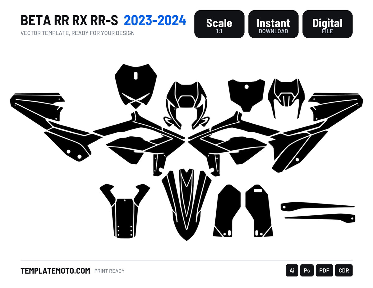 BETA RR RX RR-S 2023-2024 Graphics Template Vector, scale 1:1 vector file