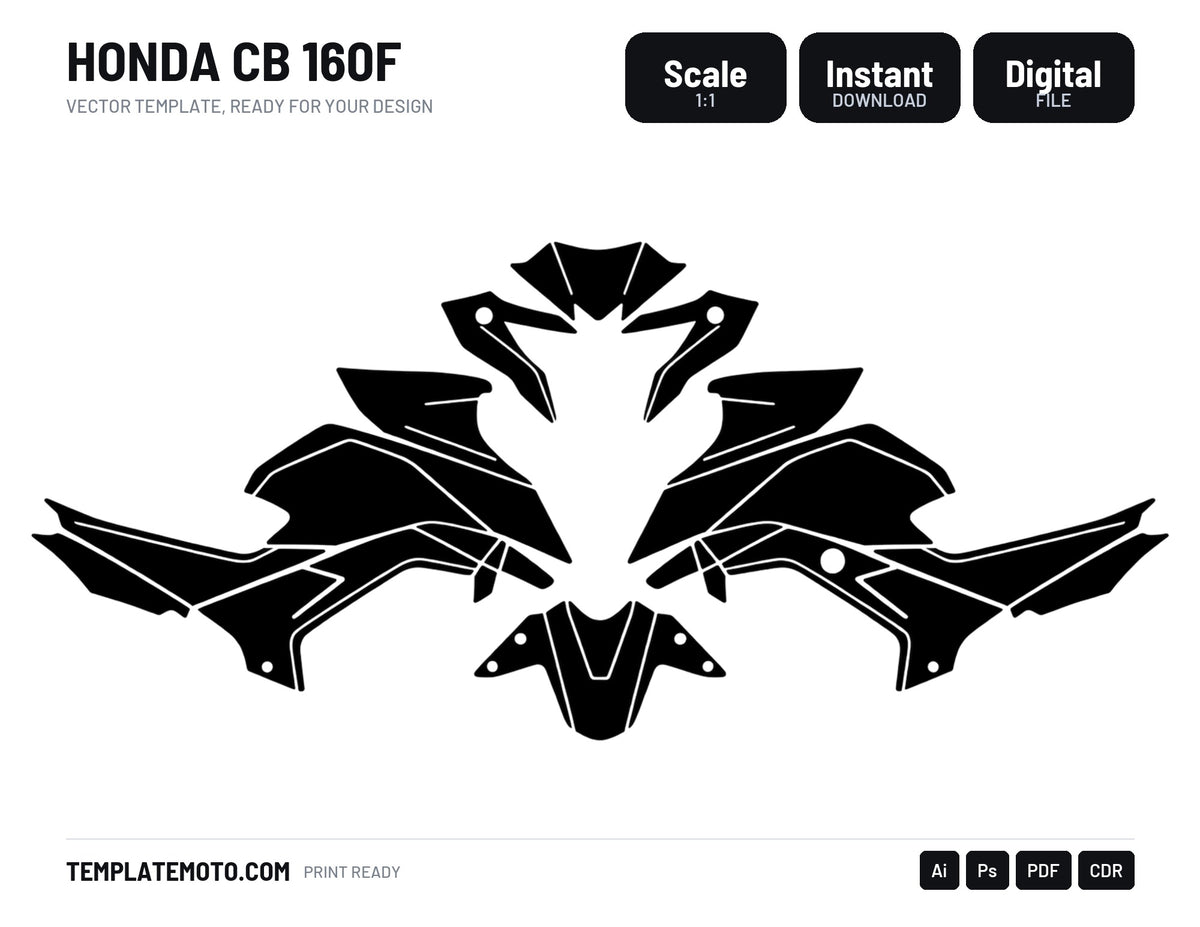 HONDA CB 160F Graphics Template Vector, scale 1:1 vector file