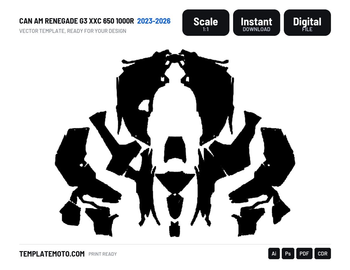 CAN AM RENEGADE G3 XXC 650 1000R 2023-2026 Graphics Template Vector, scale 1:1 vector file
