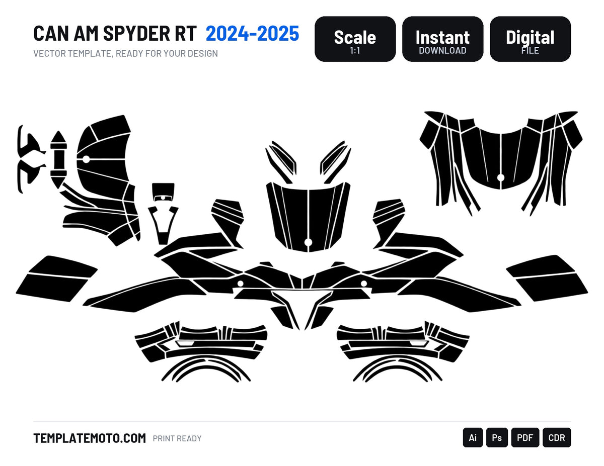 CAN AM SPYDER RT 2024-2025 Graphics Template Vector, scale 1:1 vector file