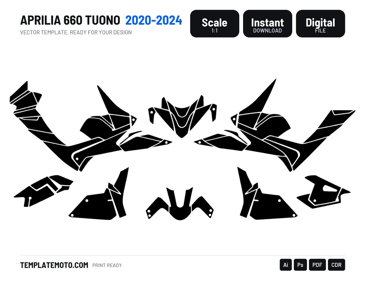 APRILIA 660 TUONO 2020-2024 Graphics Template Vector, scale 1:1 vector file