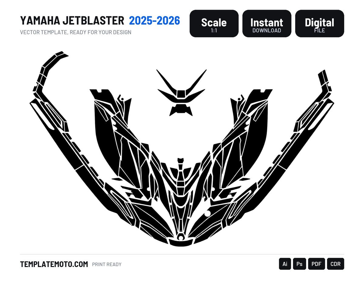 YAMAHA JETBLASTER 2025-2026 Graphics Template Vector, scale 1:1 vector file