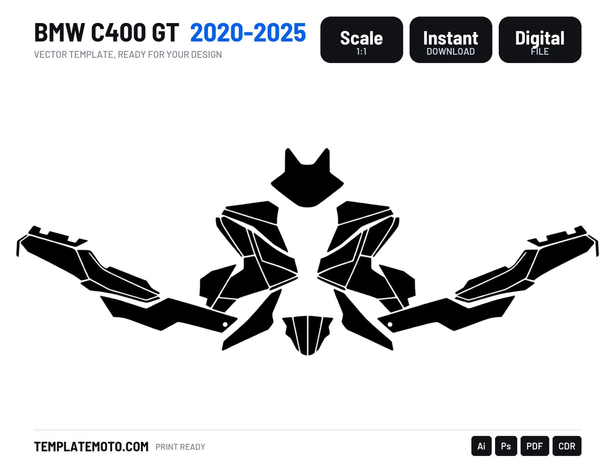BMW C400 GT 2020-2025 Graphics Template Vector, scale 1:1 vector file