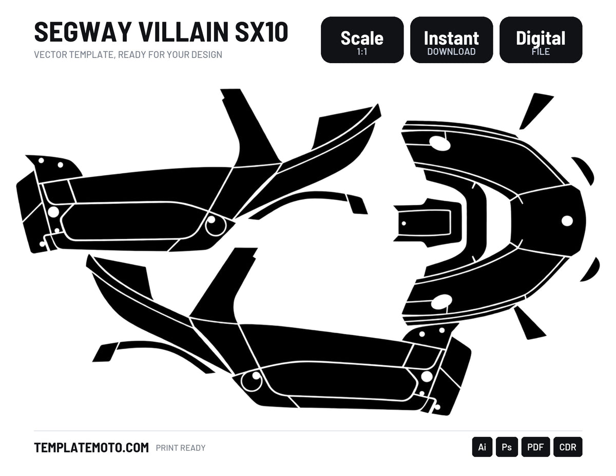 SEGWAY VILLAIN SX10 Graphics Template Vector, scale 1:1 vector file