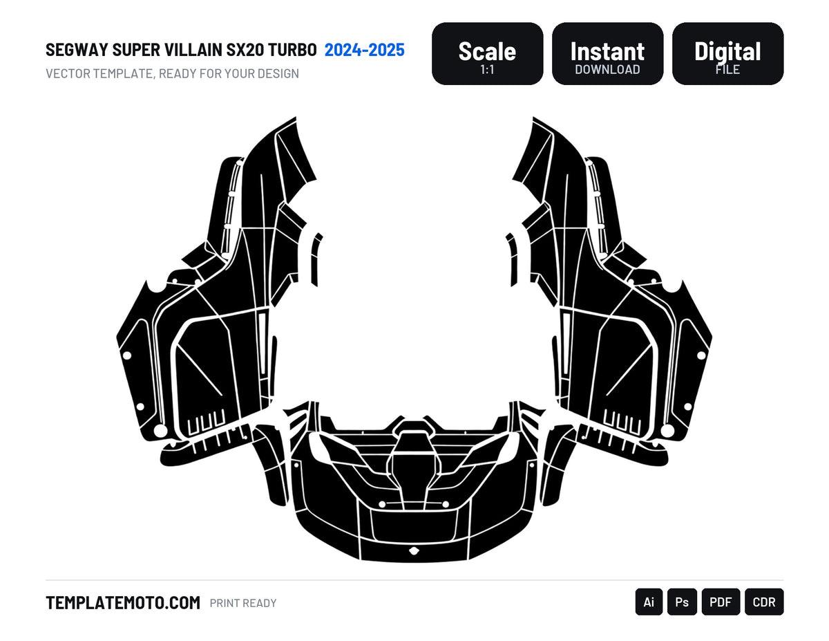SEGWAY SUPER VILLAIN SX20 TURBO 2024-2025 Graphics Template Vector, scale 1:1 vector file