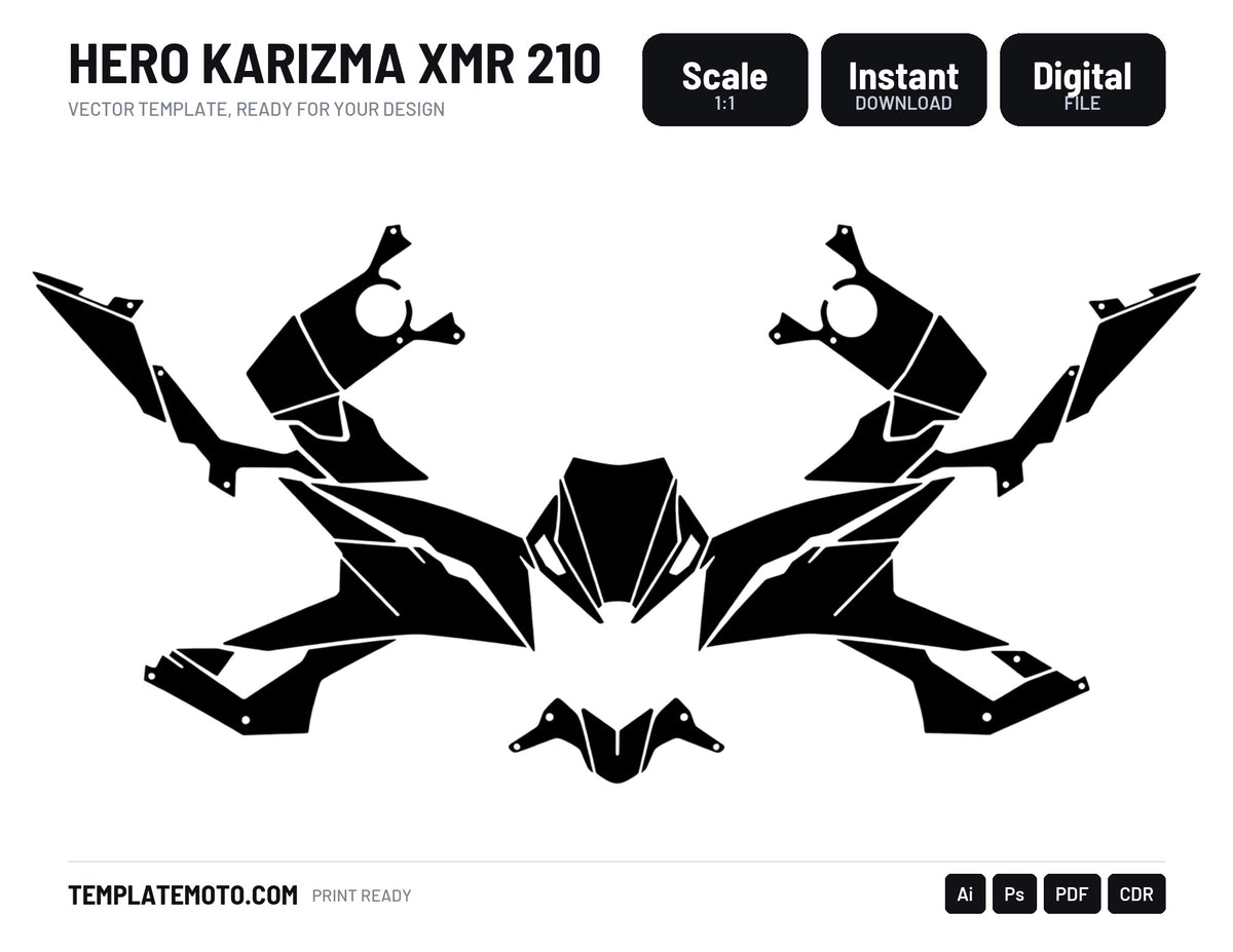 HERO KARIZMA XMR 210 Graphics Template Vector, scale 1:1 vector file