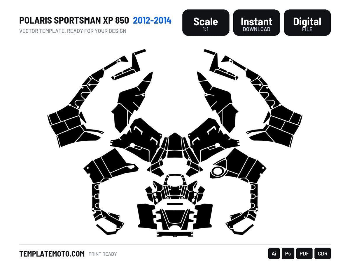 POLARIS SPORTSMAN XP 850 2012-2014 Graphics Template Vector, scale 1:1 vector file