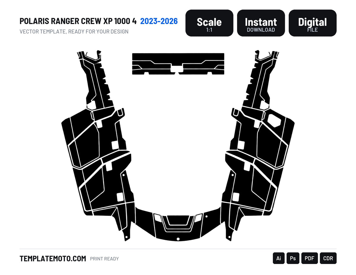 POLARIS RANGER CREW XP 1000 4 2023-2026 Graphics Template Vector, scale 1:1 vector file