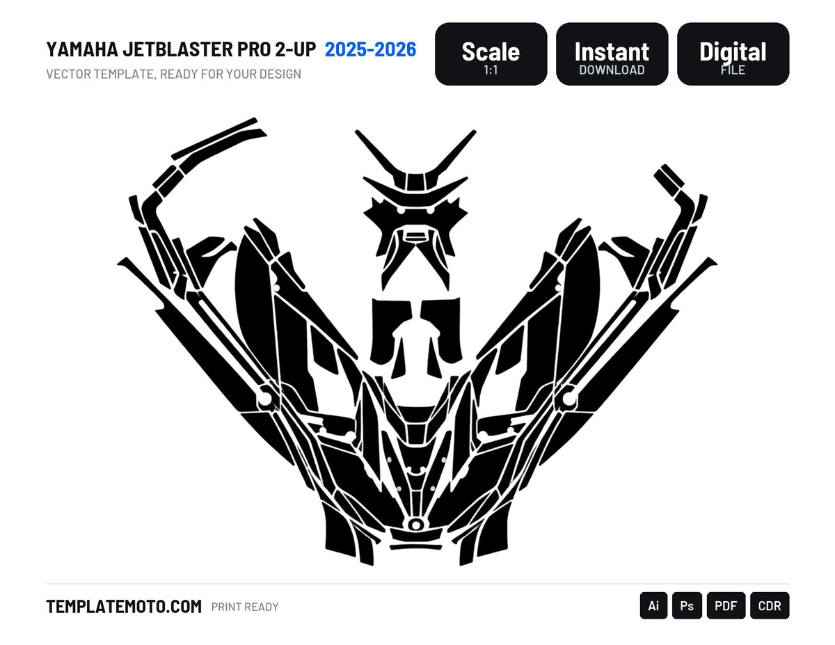 YAMAHA JETBLASTER PRO 2-UP 2025-2026 Graphics Template Vector, scale 1:1 vector file