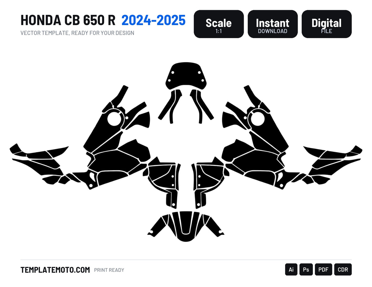 HONDA CB 650 R 2024-2025 Graphics Template Vector, scale 1:1 vector file
