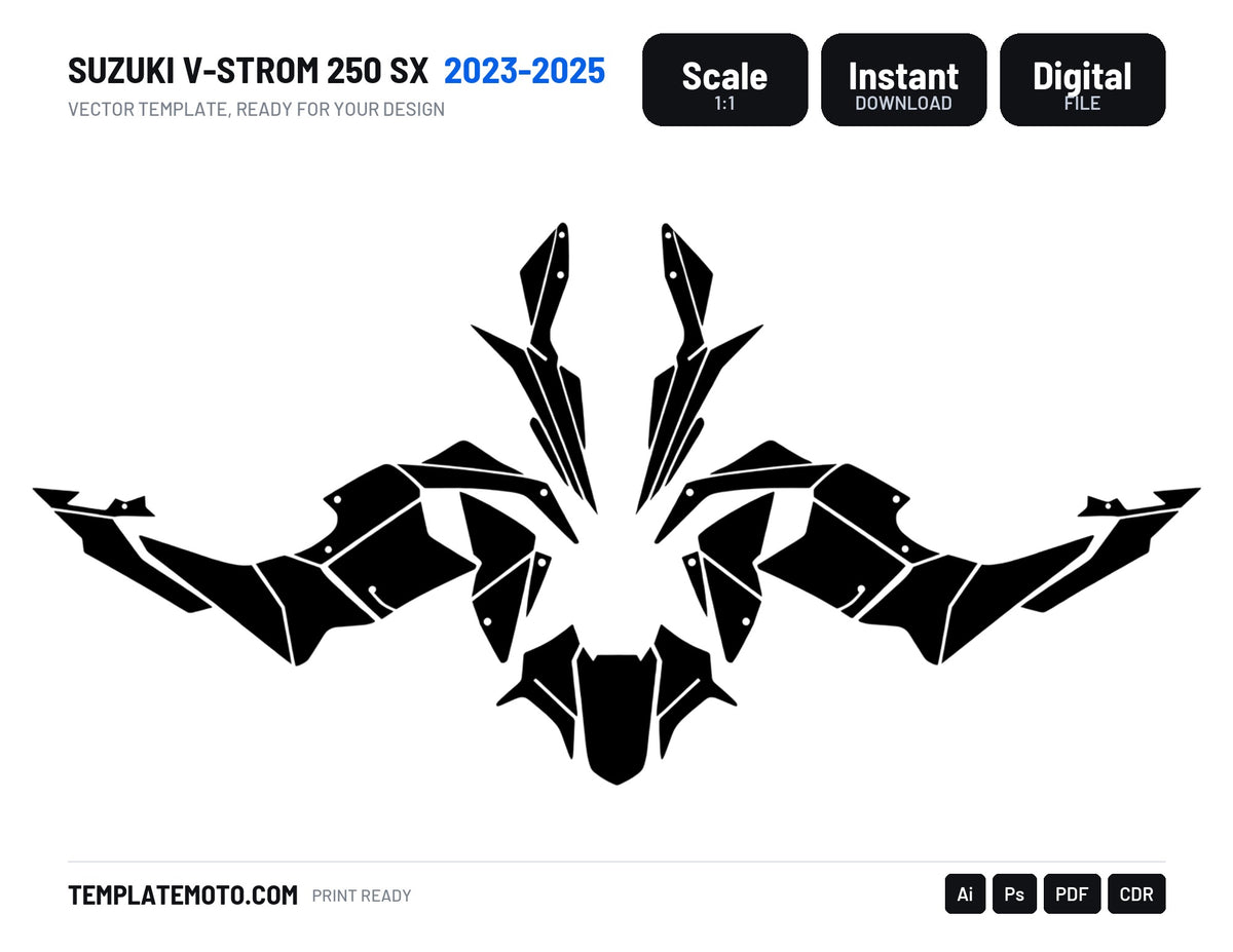 SUZUKI V-STROM 250 SX 2023-2025 Graphics Template Vector, scale 1:1 vector file