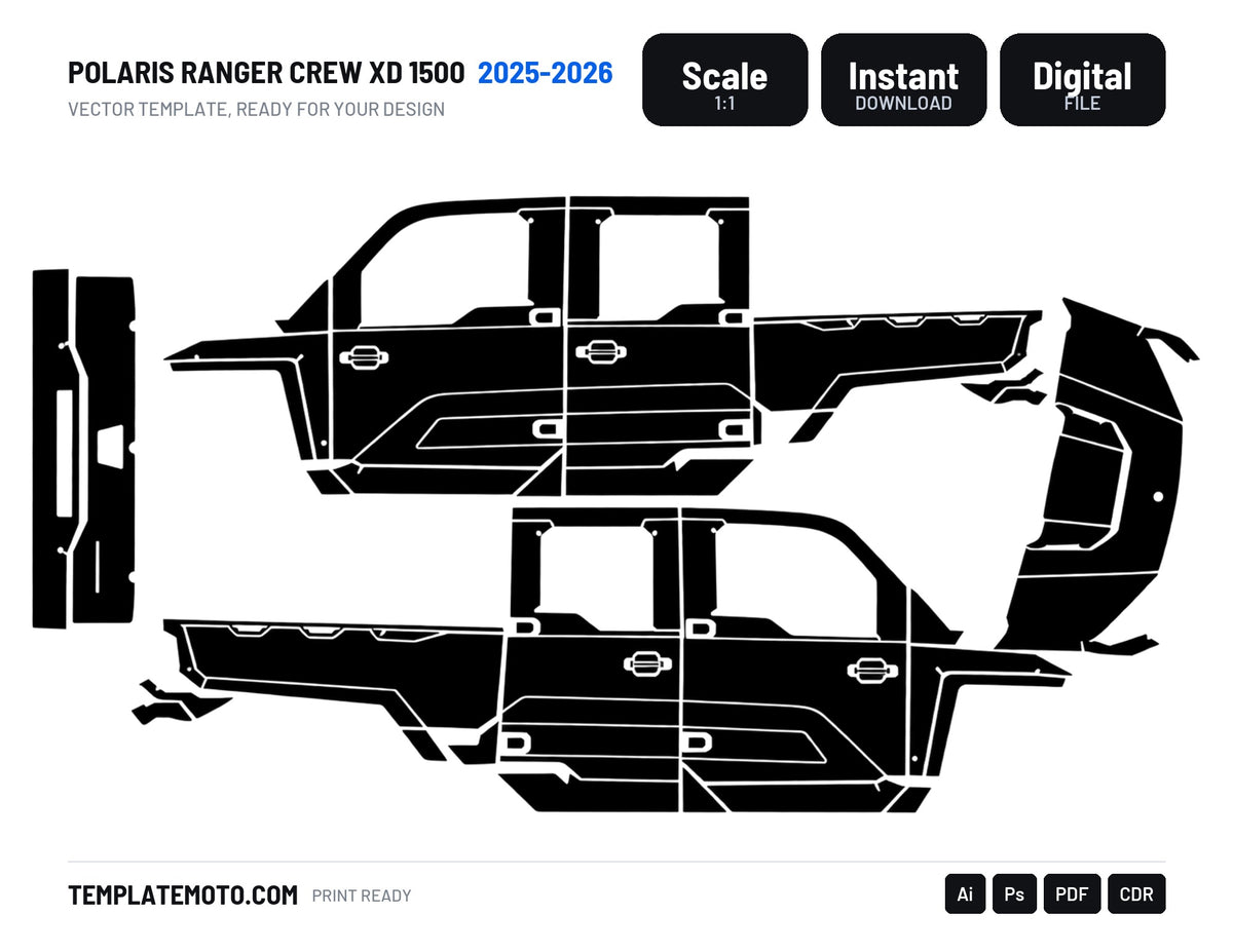 POLARIS RANGER CREW XD 1500 2025-2026 Graphics Template Vector, scale 1:1 vector file
