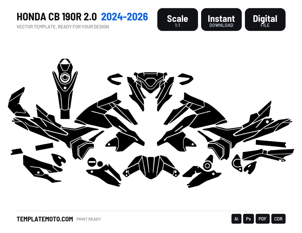 HONDA CB 190R 2.0 2024-2026 Graphics Template Vector, scale 1:1 vector file