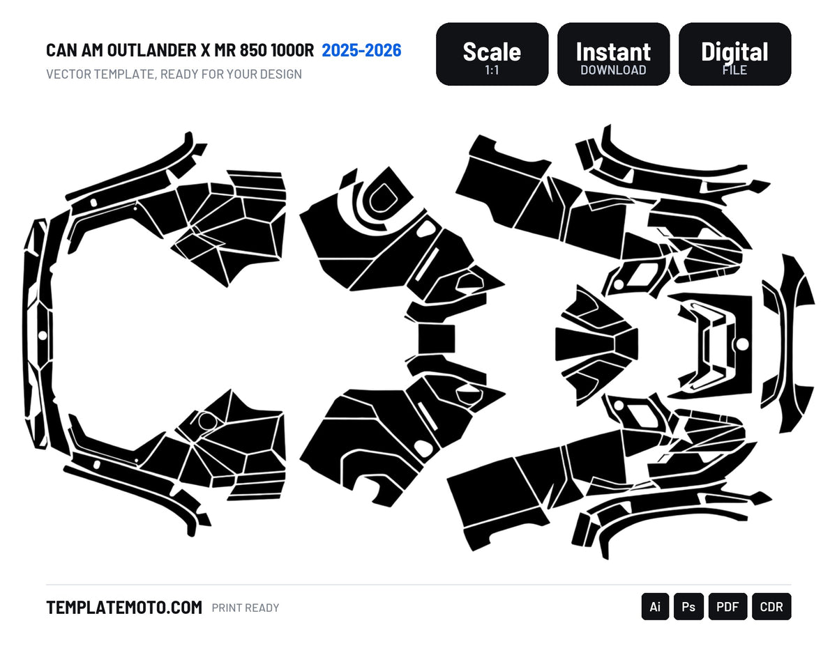 CAN AM OUTLANDER X MR 850 1000R 2025-2026 Graphics Template Vector, scale 1:1 vector file