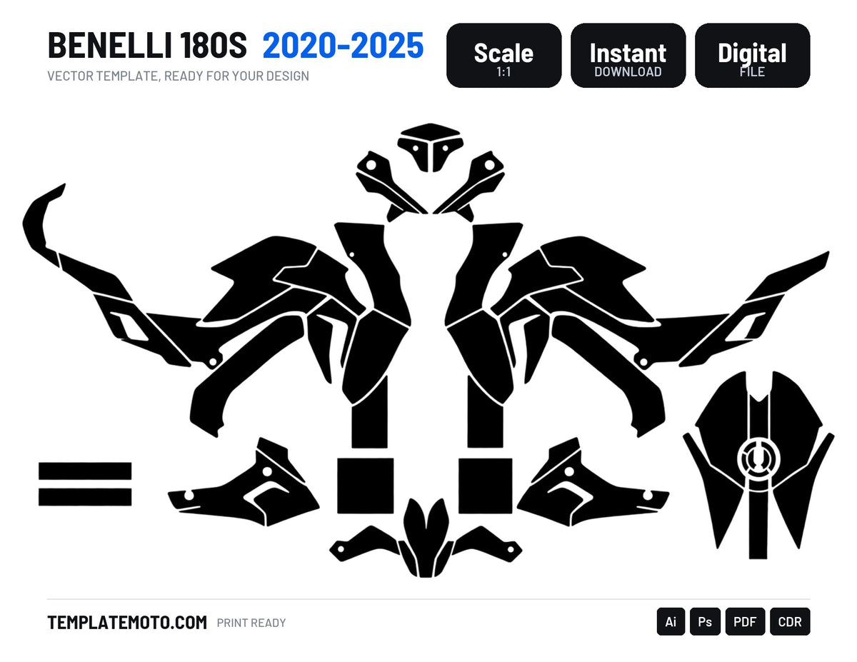 BENELLI 180S 2020-2025 Graphics Template Vector, scale 1:1 vector file