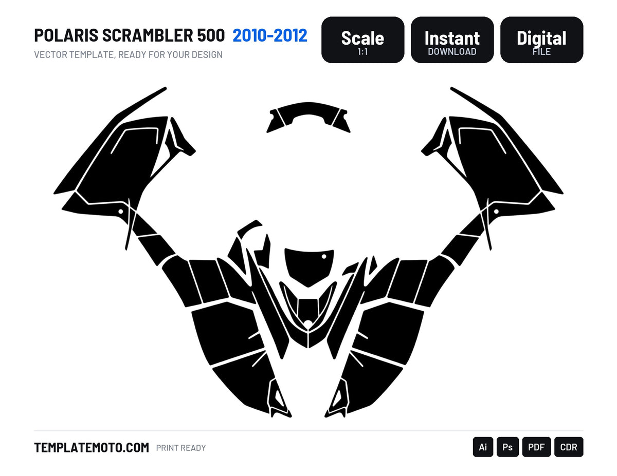 POLARIS SCRAMBLER 500 2010-2012 Graphics Template Vector, scale 1:1 vector file