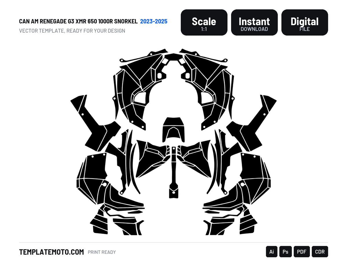 CAN AM RENEGADE G3 XMR 650 1000R SNORKEL 2023-2025 Graphics Template Vector, scale 1:1 vector file