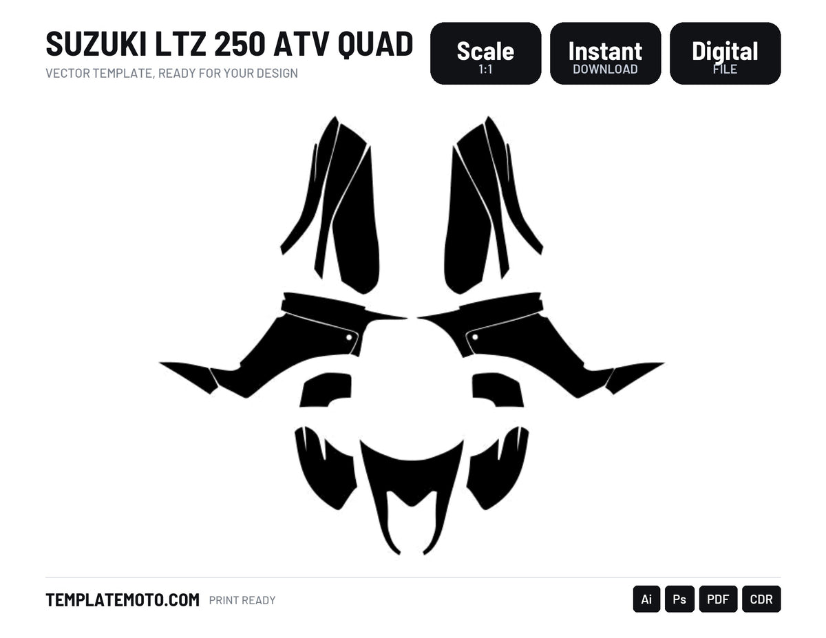 Suzuki LTZ 250 ATV Quad Graphics Template, scale 1:1 vector file
