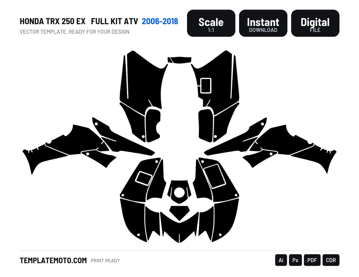 HONDA TRX 250 EX 2006-2018 FULL KIT ATV Vector Graphics Template, scale 1:1 vector file