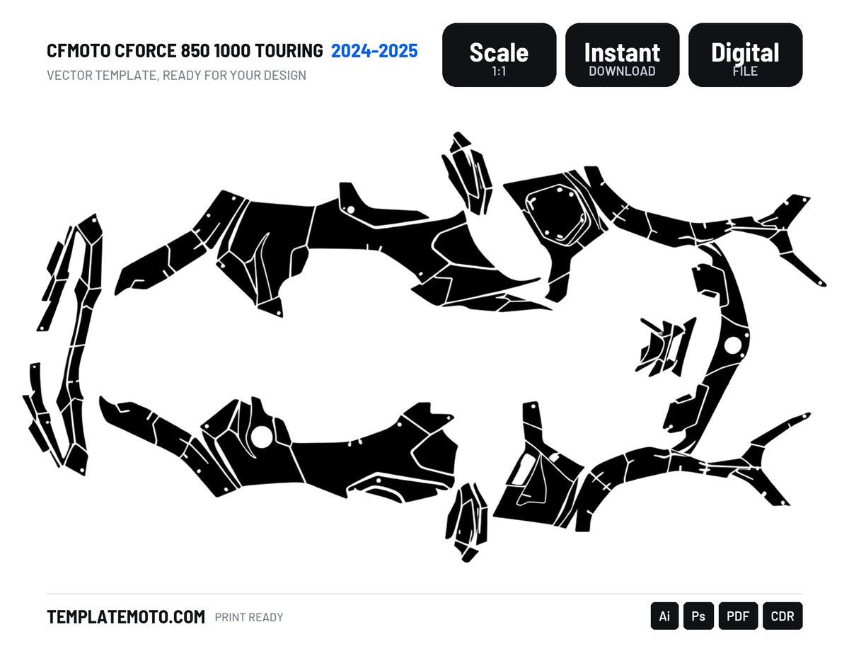 CFMOTO CFORCE 850 1000 TOURING 2024-2025 Graphics Template Vector, scale 1:1 vector file