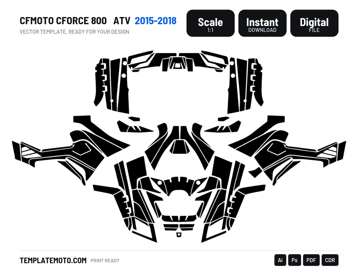 CFMOTO CFORCE 800 2015-2018 ATV TEMPLATE, scale 1:1 vector file