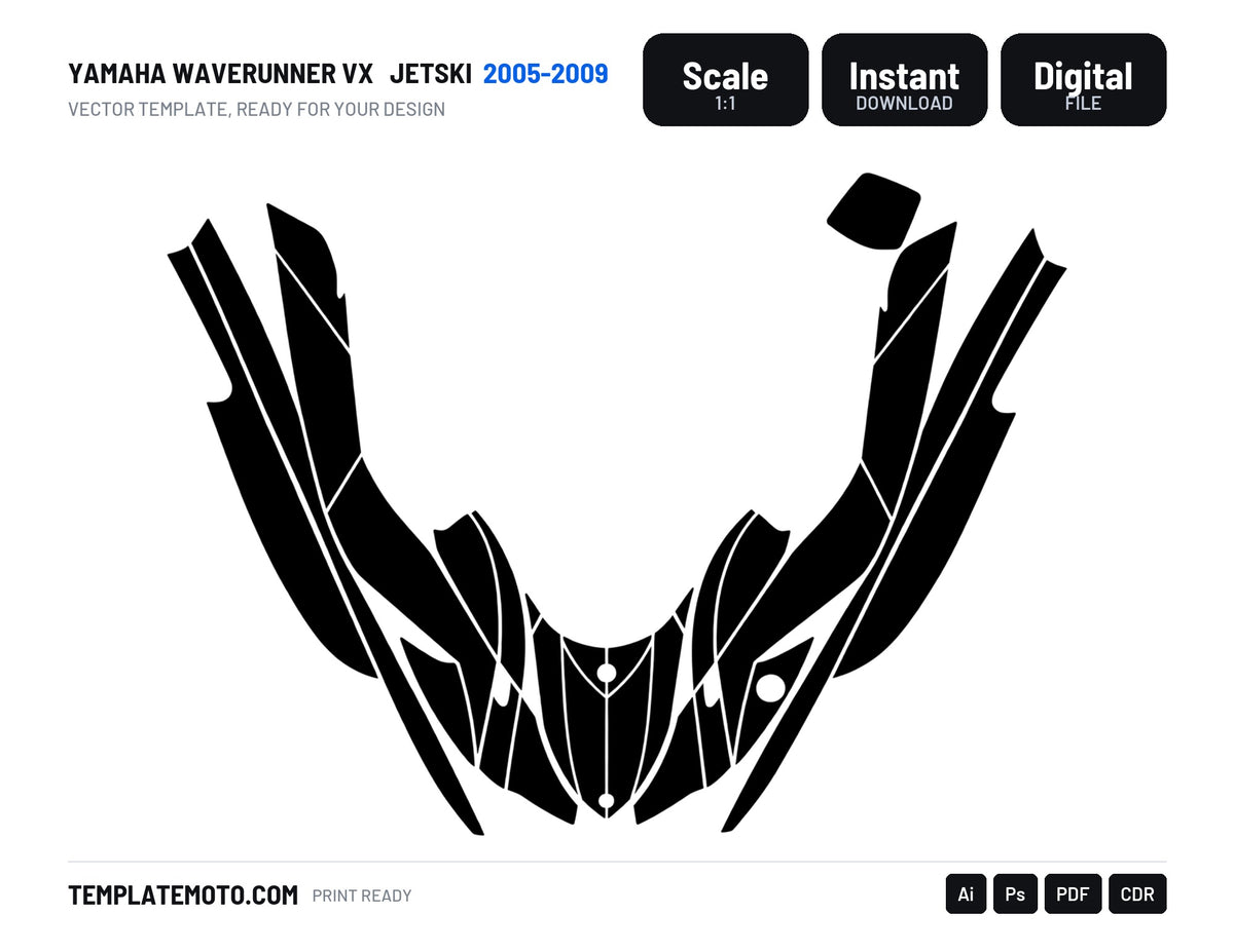 YAMAHA WAVERUNNER VX 2005-2009 Jetski Graphics Template Vector, scale 1:1 vector file