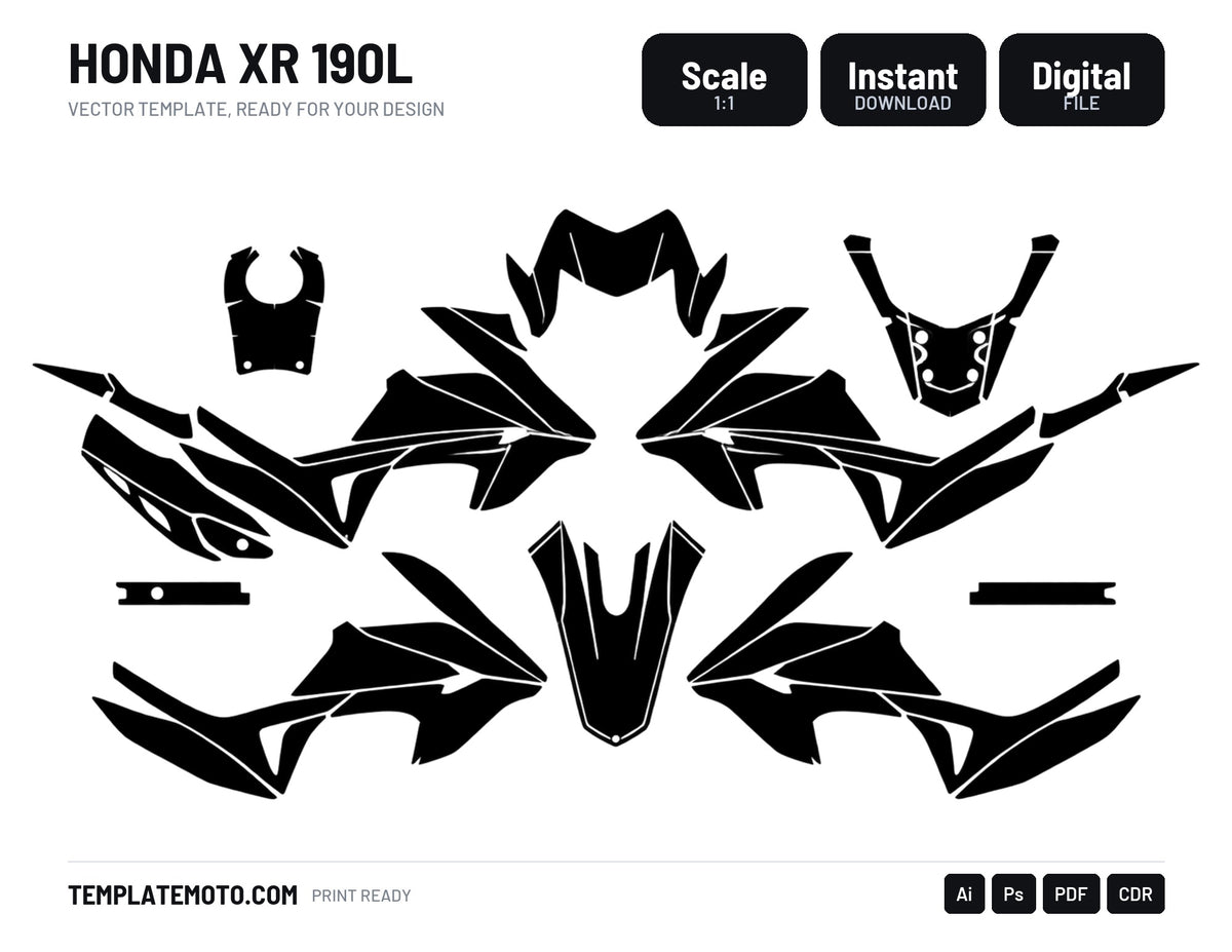 HONDA XR 190L Vector Graphics Template, scale 1:1 vector file