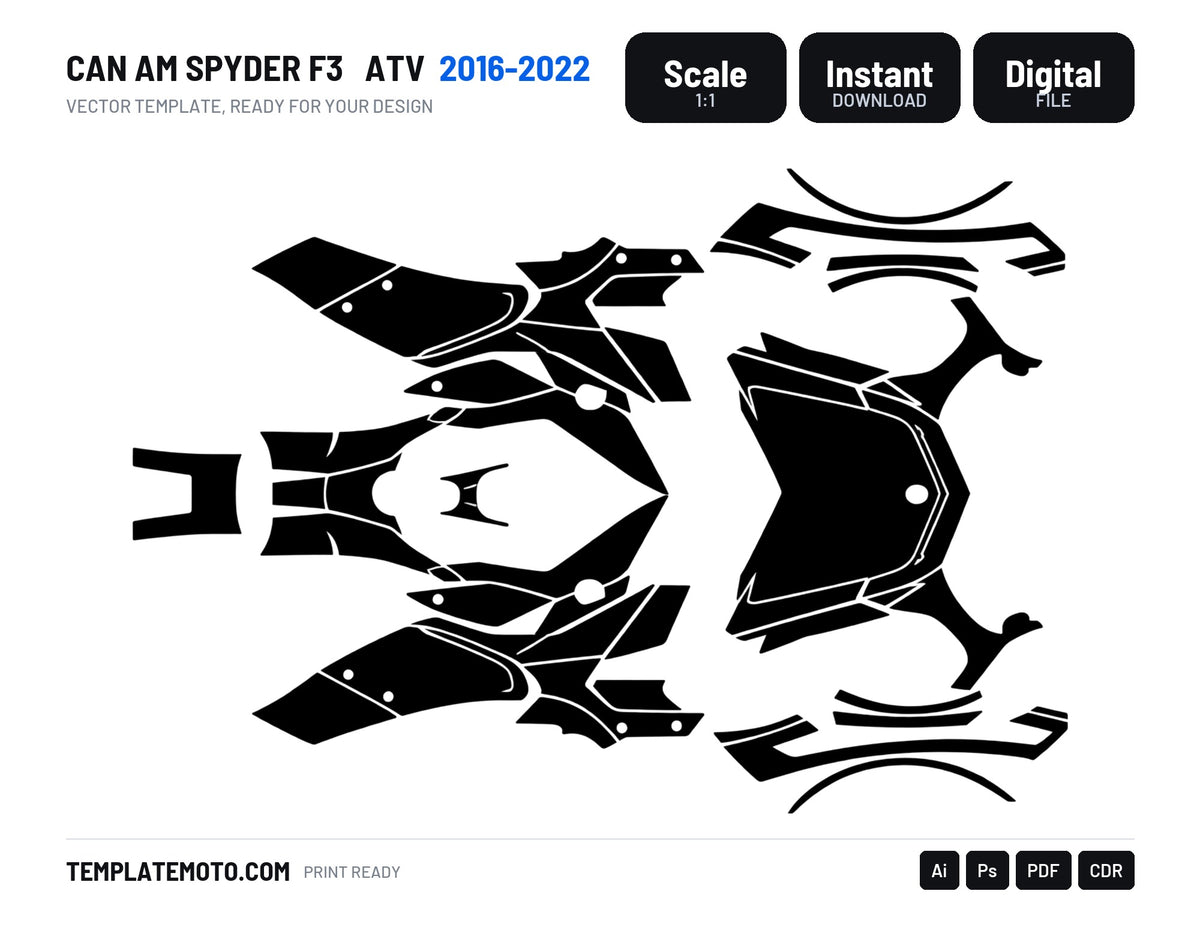CAN AM SPYDER F3 2016-2022 ATV Graphics Template Vector, scale 1:1 vector file