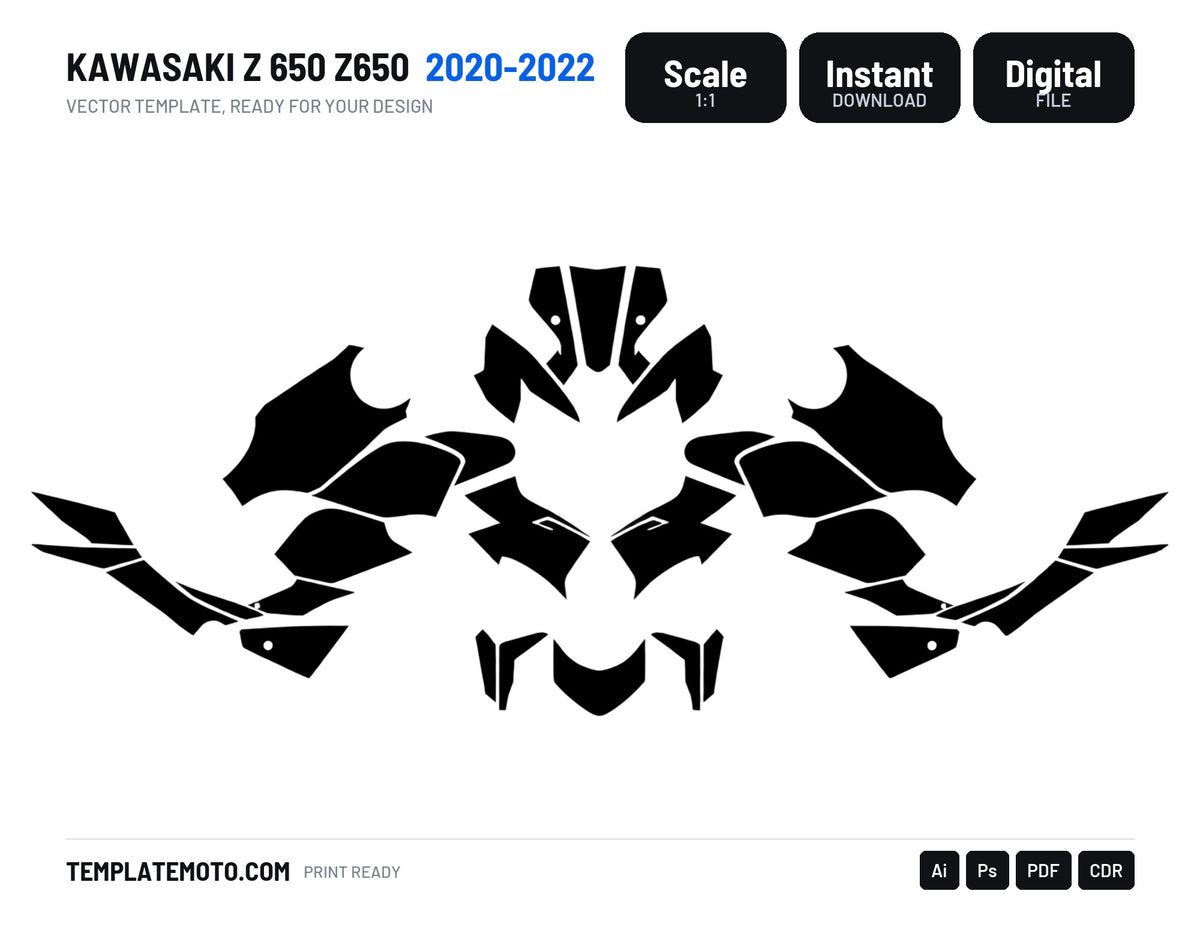 KAWASAKI Z 650 Z650 2020-2022 Graphics Template Vector, scale 1:1 vector file