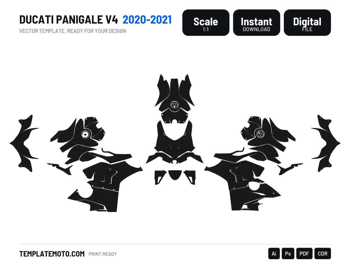 Ducati Panigale V4 (2020-2021) Graphics Template Vector, scale 1:1 vector file