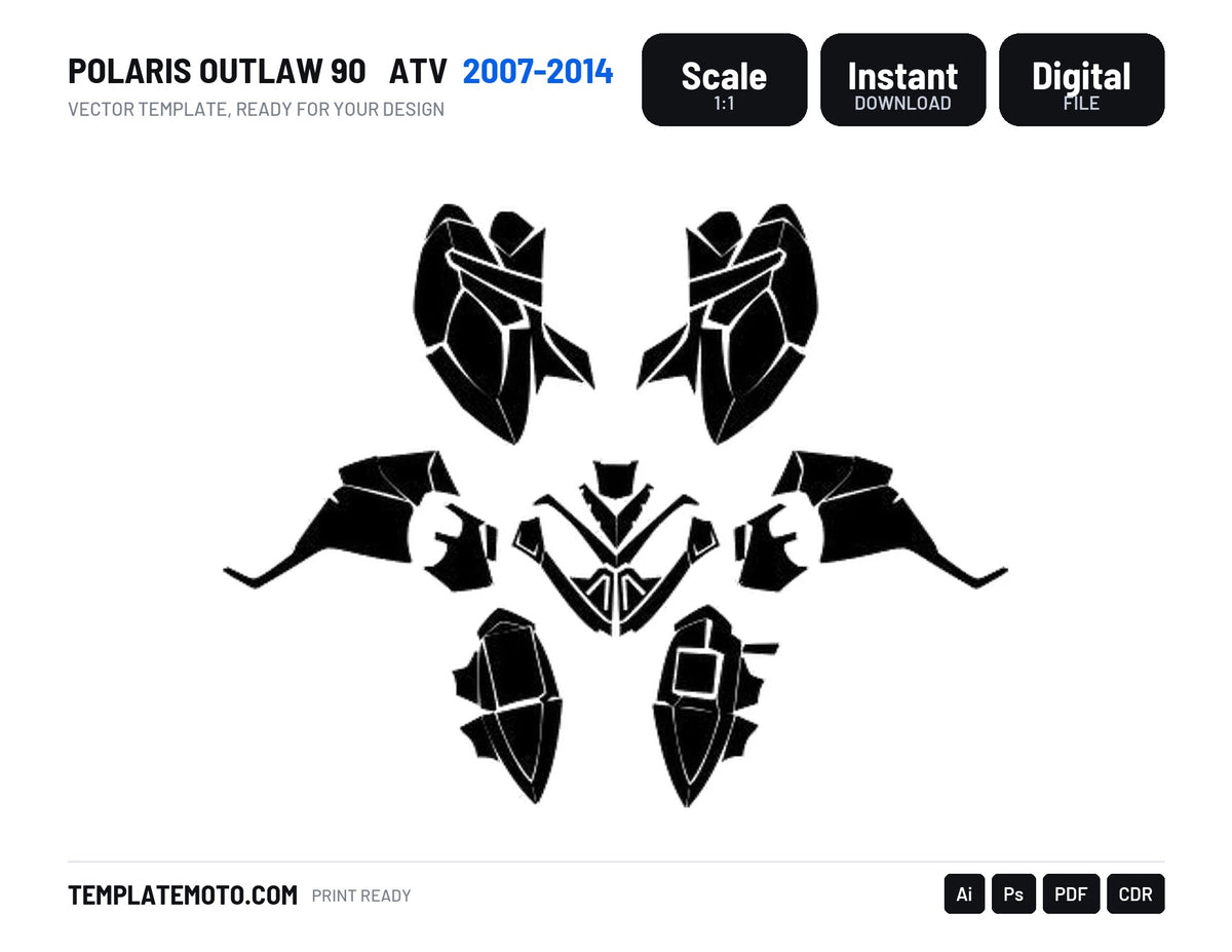 POLARIS OUTLAW 90 2007-2014 ATV Graphics Template Vector