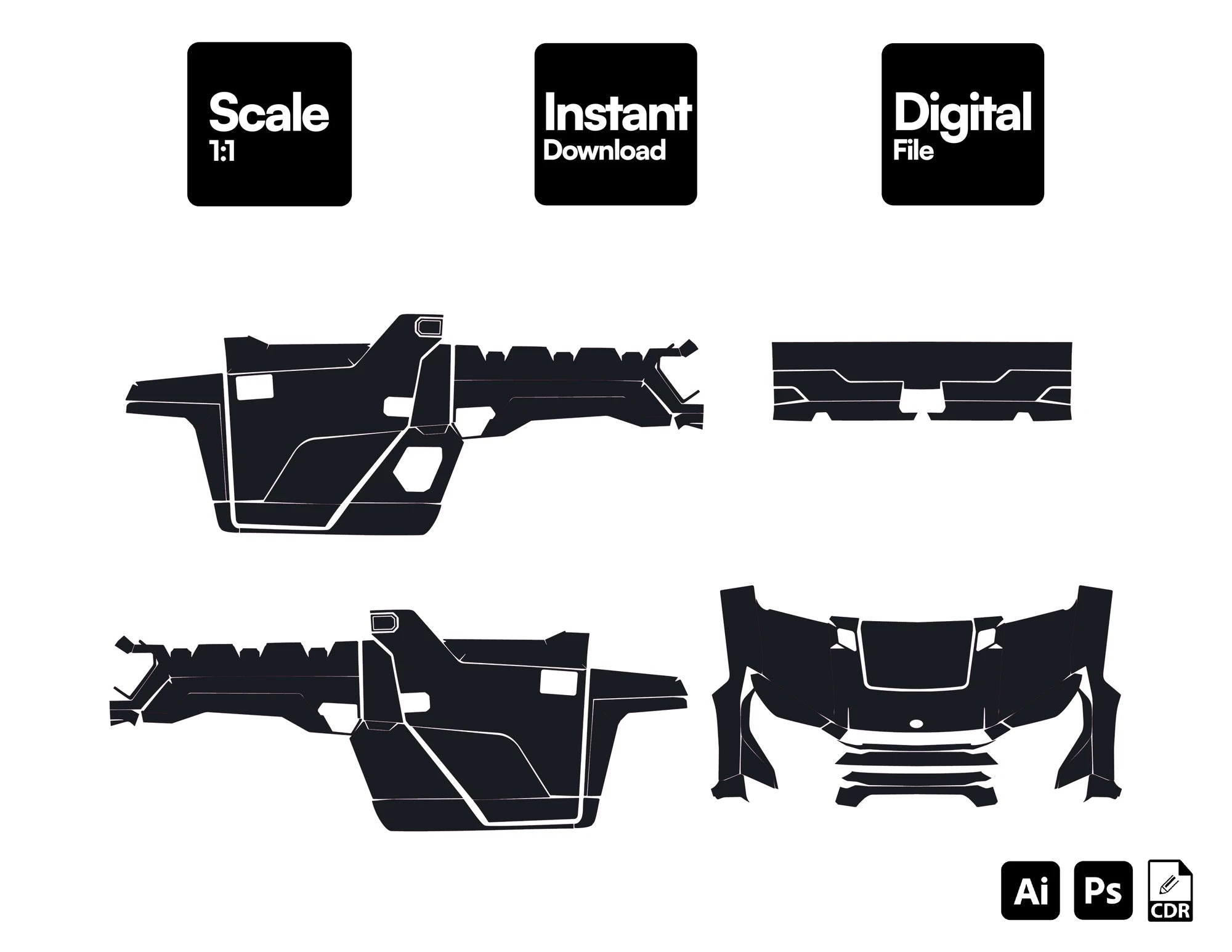 POLARIS RANGER XP 1000 2018-2024 Template vector graphics