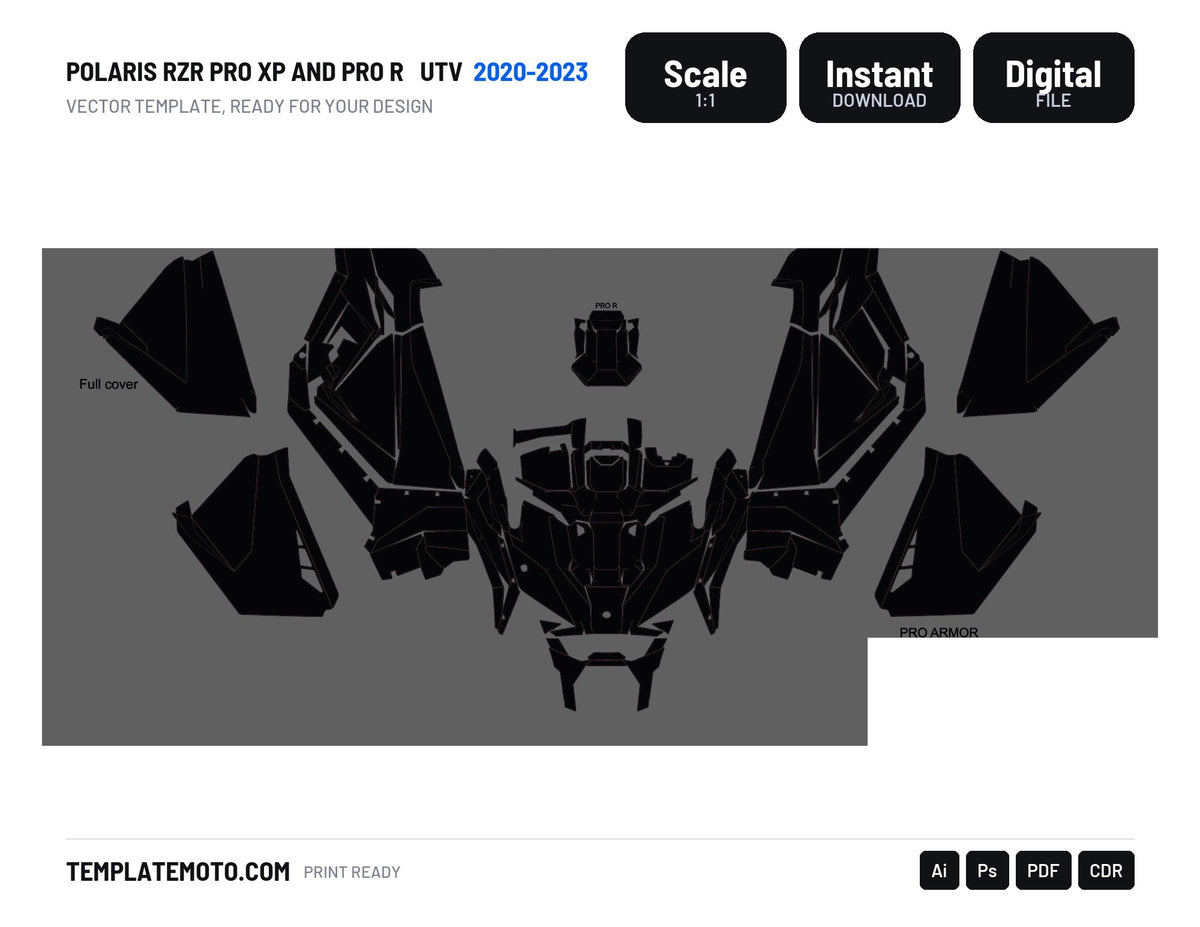 POLARIS RZR PRO XP and PRO R 2020-2023 UTV Graphics Template Vector
