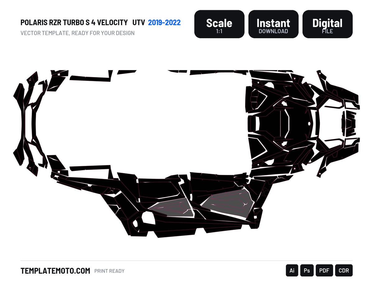 POLARIS RZR TURBO S 4 VELOCITY 2019-2022 UTV Graphics Template Vector