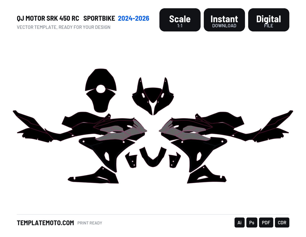 QJ Motor SRK 450 RC 2024-2026 Sportbike Template Graphics Vector