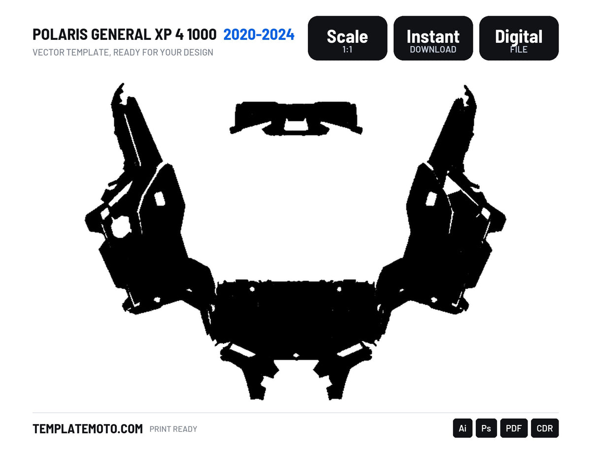 POLARIS GENERAL XP 4 1000 2020-2024 Graphics Template Vector, scale 1:1 vector file