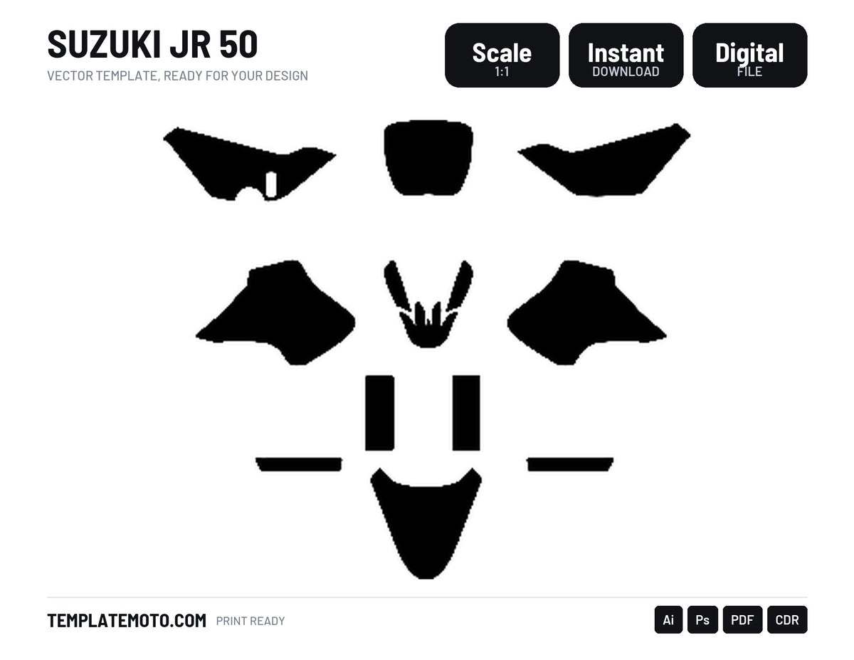 SUZUKI JR 50 Graphics Template Vector, scale 1:1 vector file