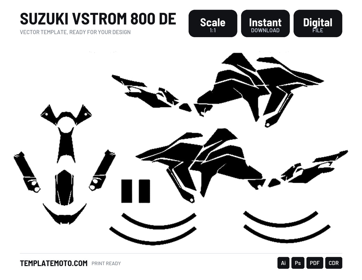 SUZUKI VSTROM 800 DE Graphics Template Vector, scale 1:1 vector file