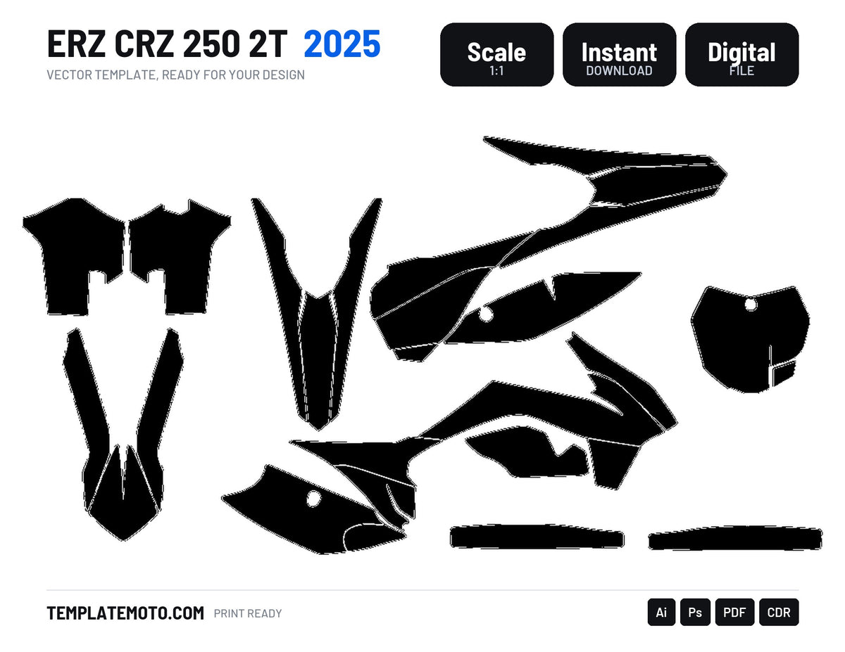ERZ CRZ 250 2T 2025 Graphics Template Vector, scale 1:1 vector file